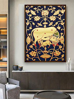 Artsense Cotton Painting For Wall Decoration Cow Mother Love Abstract Wall Painting