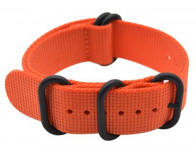 ArtStyle Watch Band with Thick Nylon Material Strap and High-End Black Buckle (Matte Finish) (Orange, 22mm)