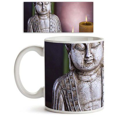 ArtzFolio Buddha with Candle Ceramic Coffee Tea Mug Inside White 325ml  