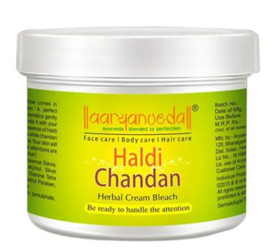 Aryanveda Herbal Haldi Chandan Bleach Cream For All Skin Types With Real Turmeric Extracts For Skin Brightening 43g