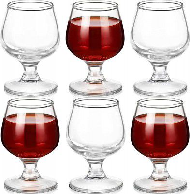 Ash & Roh® - Brandy Glass Transparent Crystal Wine Glasses Short Brandy Glasses (100 ML) (Set of 6)