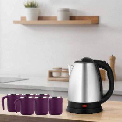 ASHOKA by Prestige Tea Kettle, Fast Boil Water Warmer Electric Kettle with Coffee Mug Pack of 6 Electric Kettle  (1.5 L, Steel)