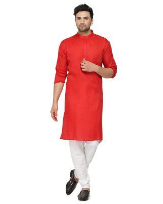 ashtang Men's Cotton Blend Regular Plain Kurta