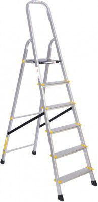 Asian Paints TruCare 6 Steps|Silver color|5 Year Warranty|Home Ladder|Anti-Skid, Foldable Aluminium Ladder  (With Platform)