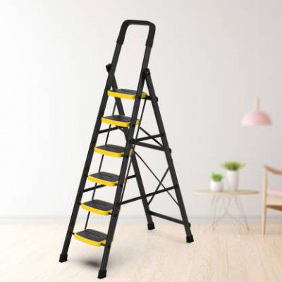 Asian Paints TruCare Home Elite 6-Steps Ladder, Steel Steps, Foldable, Slip-resistant Aluminium Ladder