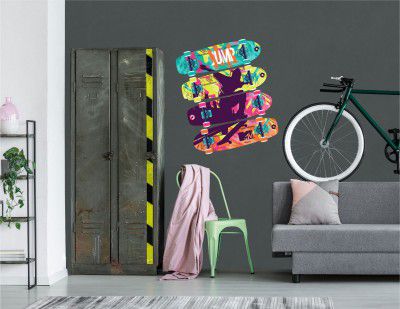 Asian Paints Wall Ons Original MTV XXL Wall Decal - Skateboard Away DIY Removable Peel and Stick Wall Sticker - Covers H 2.5 ft x W 2.4 ft on The Wall Home Decor