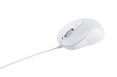 ASUS MU101C Wired Blue Ray Silent Mouse, Ambidextrous Design, Upto 3200 DPI with DPI Switch, Easy Scroll, 2.4GHz Connection, Compatible with PC/Laptop - 0.8 KG, White