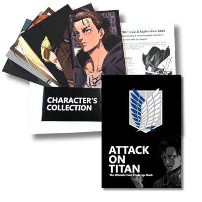 ASWHOLEIDEAS Attack on Titan Note book Ultimate Fan Pack: Exclusive Levi Edition - A5 Notebook with 100 Themed Quizzes & 6 Collectible ANIME LUFFY harry potter