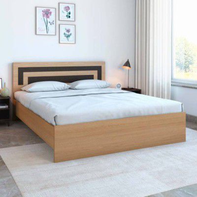 @Home by nilkamal Cyril Engineered Wood Queen Bed  (Finish Color - Urban Teak, Delivery Condition - Knock Down)