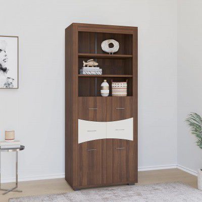 @home by Nilkamal Kates Big Curio Cabinet (Walnut & White)