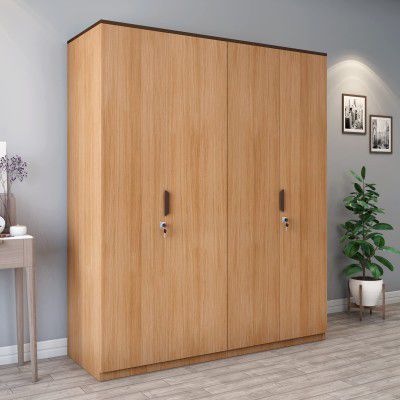 @home Milford Engineered Wood Four Door Wardrobe Without Mirror (Urban Teak)