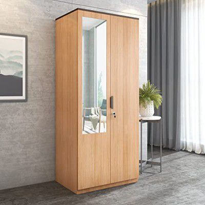 @home by Nilkamal Engineered Wood Wardrobe (Urban Teak) | 1 Year Warranty (Milford with Mirror, 2 Door)