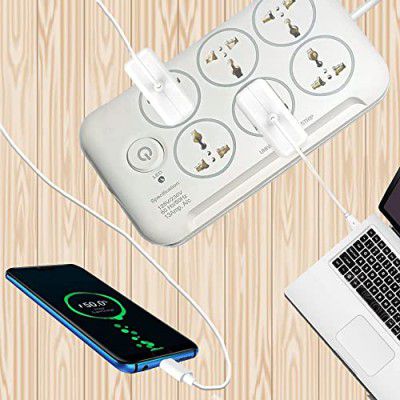 ATEVON Extension Board,Power Strip Multi Plug Extension 6+1 Socket,13 Amp, 2.5 M Cable, Push up Switch,( White )