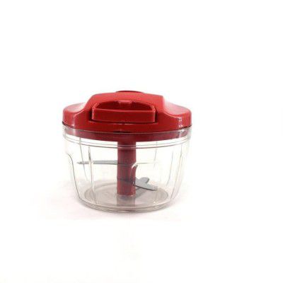 ATEVON Red Manual Mini Plastic Food Chopper (375 Ml)