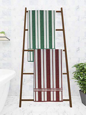 Athom Trendz Ecosaviour Striped Cotton Bath Towel 70x140 cm Multicolour Pack of 2