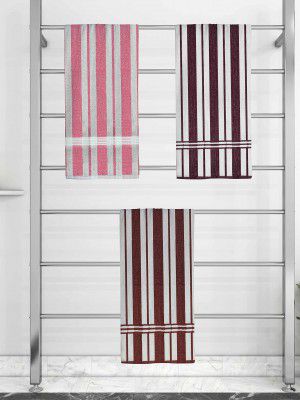 Athom Trendz Ecosaviour Striped Cotton Bath Towel 70x140 cm Multicolour Pack of Three