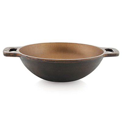 Attro Cookware Pre-Seasoned Cast Iron kadai/Kadhai 10 inch - Black, Standard, (Attro_Cstlr_Kadai_10)