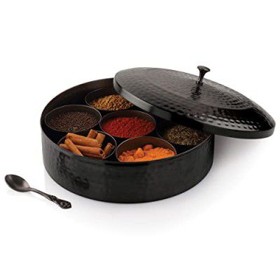 Attro Designer Hammered Finish Spice Box/Masala Dabba