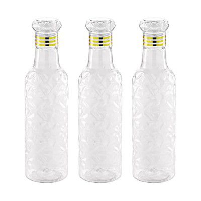 Attro Iceberg Unbreakable PET Fridge Water Bottle,Set of 3,1000 ml,Clear