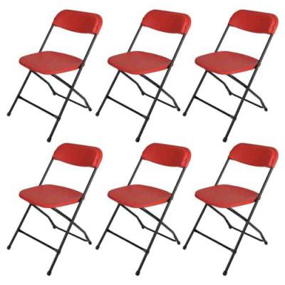 Attro Supreme Amity Chair Modern Armless Heavy Duty Plastic Chair for Living Room, Outdoor, Home, and Office-Sleek and Comfortable,Red Set of 6