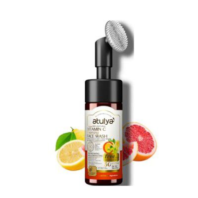 Atulya Vitamin C Foaming Face Wash with Built-in Silicone Brush| Vitamin C Face Wash | 150ml