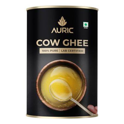 Auric Lab Certified Cow Ghee - 100% Pure and Natural - Desi Ghee - Highly Nutritious - Helps Keep Your Heart Healthy - Boost Immunity & Energy 1 Litre Tin Pack