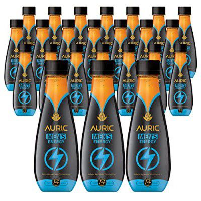 Auric Mens Energy Drink for Stamina, Endurance & Performance | Natural Ayurvedic Herbs | (Pomegranate Flavor) in Pack of 24 Bottles