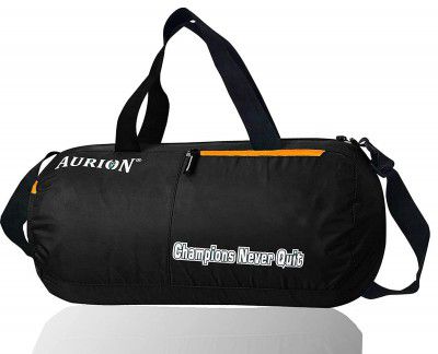 Aurion Vista Edition Polyester Sports Gym Duffle Bag with Wet Pocket and Shoe Compartment (Black, 24Cms) | Lightweight Duffle Bags | Travel Duffel Backpack for Men and Women | Camping | Swimming