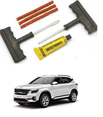 Auto Addict 6 Pieces Car and Bike Auto Tubeless Tire Tyre Puncture Repair Tool Kit Safety 3 Strip for KIA SELTOS