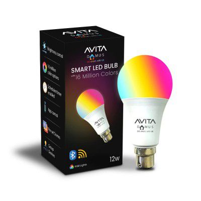 AVITA Domus 12W Smart Led Bulb, 16 Million Color Options (RGB) + Music Sync, Operated Through Amazon Alexa & Google Assistant, B22D