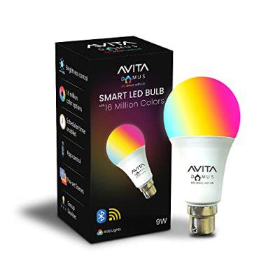 Avita Domus 9W b22 Smart Led Bulb, 16 Million Color Options (RGB) + Music Sync, Operated Through Amazon Alexa & Google Assistant