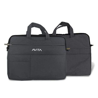 AVITA Polyester Laptop Bag/Compatible for All laptops up to 14 inch | Laptop Sleeve | Splash-Proof Laptop case | Highly Durable Laptop Bag Cum Sleeve case | 3-in-1 Laptop Sleeve | Dark Grey