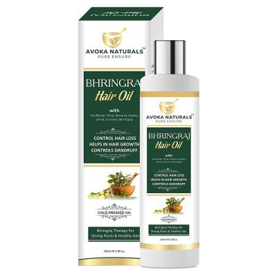 Avoka Naturals 100% Pure Bhringraj Hair Oil 200ml With 12 Essential Oils (No Mineral Oil, Silicon And Paraben)