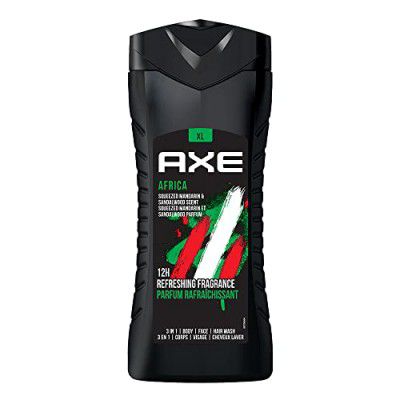 Axe Africa 3 In 1 Body, Face & Hair Wash for Men, Long-Lasting Refreshing Mandarin & Sandalwood Fragrance for Up To 12hrs,Removes Odor & Bacteria, No Parabens, Dermatologically Tested, 400ml