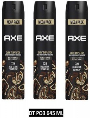 AXE Dark Temptation Deodorant Spray - For Men (645 ml, Pack of 3)