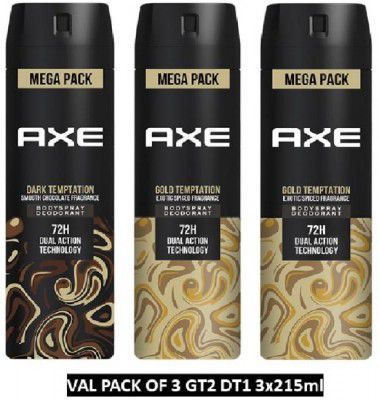 AXE Gold and Dark Temptation Deodorant Spray - For Men  (645 ml, Pack of 3)