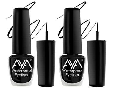 AYA 24 Hrs Long Lasting & Waterproof Eyeliner, Black 10 ml (Pack of 2) | Smudge Proof, Transfer Proof Eye Liner for Eye Makeup |