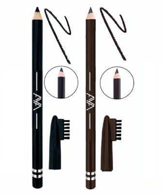 AYA WaterProof Eyebrow Pencil with Brush - Set of 2 (Black, Dark Brown) | Smudge proof Eyebrow Definer Pencil | Shade - Black and Dark Brown, 1.4g+1.4g