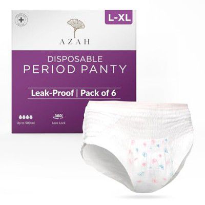 AZAH Disposable Period Panties For Women (L-XL Pack of 6) | Rash Free Period Panty