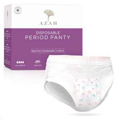 AZAH Period Panties For Women Leak Proof (Pack of 6) 500ml Absorbent Disposable Panties After Delivery and Night Period Panties | M-L