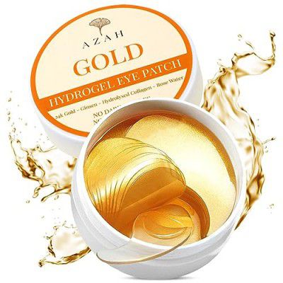 Azah Under Eye Patches for Dark Circles with 24k Nano Gold | Pack of 60 Eye Cooling Gel Pads | Hydrogel Eye Patch Mask with Collagen