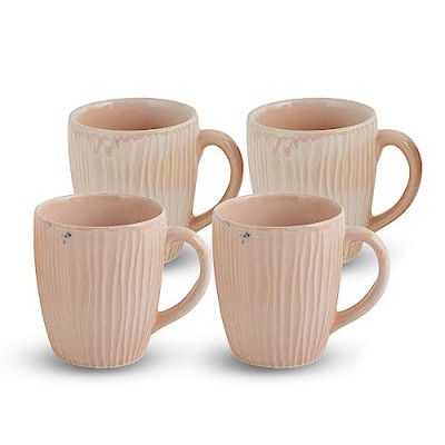 AZURE Bhumija Earth Collection Ceramic Mugs to Gift to Best Friend Tea Coffee Milk Mugs Microwave Safe, Tea Cups, Set of 2, 300 ml Capacity, Pink Colour