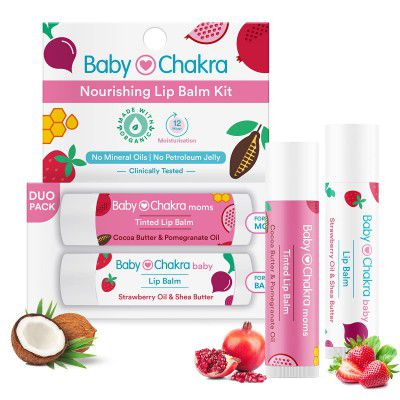 BabyChakra Nourishing Lip Balm Duo Pack for Women's & Kids, 100% Natural Ingredients (2x4.5 gm)