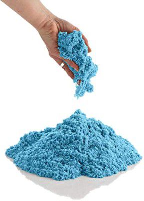 BabyGo Soft Space Sand Clay for Indoor Playing Moldable 500gm in Resealable Bag with Free Big Mould (Blue) (Toxic-Free)