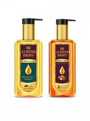 BAJAJ CONSUMER CARE Set of Almond Drops Hair Oil & Frizz Control Hair Serum with Oil