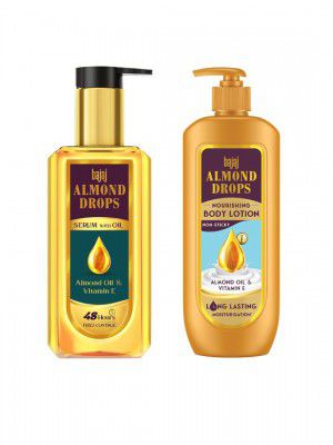 BAJAJ CONSUMER CARE Set of Almond Drops Hair Serum with Oil + Nourishing Body Lotion