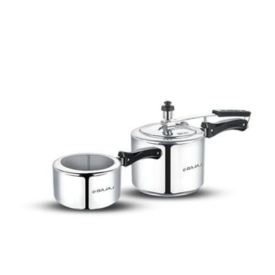 Bajaj New Shakti Inner Lid Aluminium Pressure Cooker Combo Set (2L And 3L)