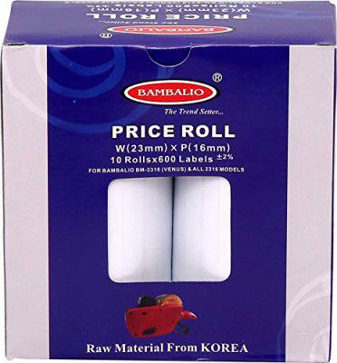 Bambalio 2316 2 Line White Colour Plain Label Rolls 10 Rolls x 600 Labels (Box Pack)