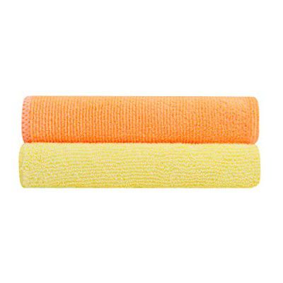 Bathla Spic & Span Multi Purpose Micro Fiber Cleaning Cloth - 300 GSM: 40cmx40cm (Pack of 2 - Fluorescent Orange + Lemon)