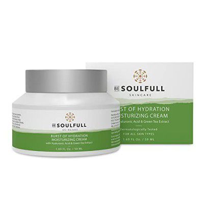 BE SOULFULL Moisturizing Cream- Hydrating Moisturizer with Hyaluronic Acid and Green Tea Extracts For Healthy Glowing Skin- Daily Lightweight Face Cream for Dry and Dehydrated Skin- 50gm